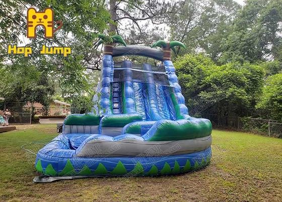 الألعاب الرياضية Blue Bounce House Water Slide With Blower 8 * 4m